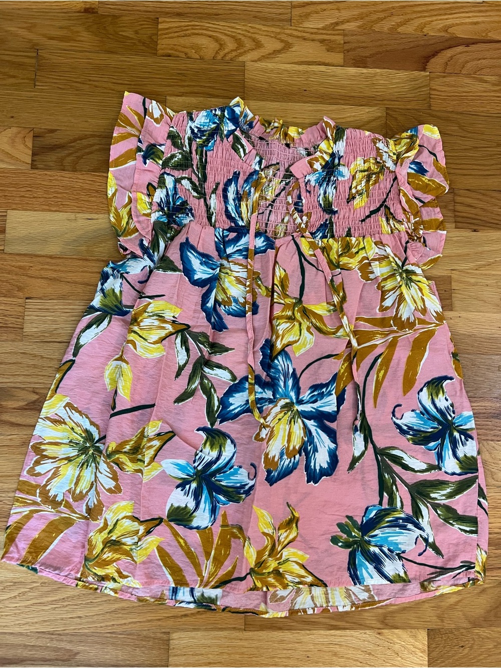 Women’s Pink Floral Smocked Top